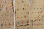 Banarsi suit fabric shirt sleeves and dupatta closeup