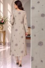 Embroidered Chiffon 3 Piece Unstitched Suit – Beige - Image 3