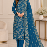 Luxury Floral Embroidered Shafoon 3-Piece Unstitched Suit