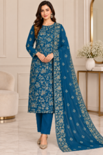 Luxury Floral Embroidered Shafoon 3-Piece Unstitched Suit