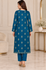Luxury Floral Embroidered Shafoon 3-Piece Unstitched Suit - Image 3