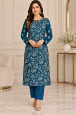 Luxury Floral Embroidered Shafoon 3-Piece Unstitched Suit - Image 2