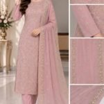 Embroidered Chiffon 3 Piece Unstitched Suit | Lilac Pink