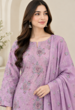 Lavender Chiffon 3 Piece Unstitched Suit | Anwar Brothers - Image 2