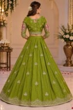 Mehndi Green Handmade Embroidered Lehnga Choli with Dupatta