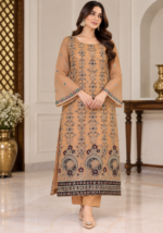 Peach chiffon embroidered handwork shirt front without dupatta