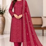 Crinkle Chiffon Embroidered 3 Piece Unstitched Suit