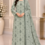 Sage green velvet 3 piece suit with matching Palachi shawl