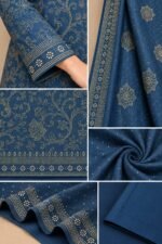 Luxury Embroidered Silk 3 Piece Suit with Chiffon Dupatta - Image 4