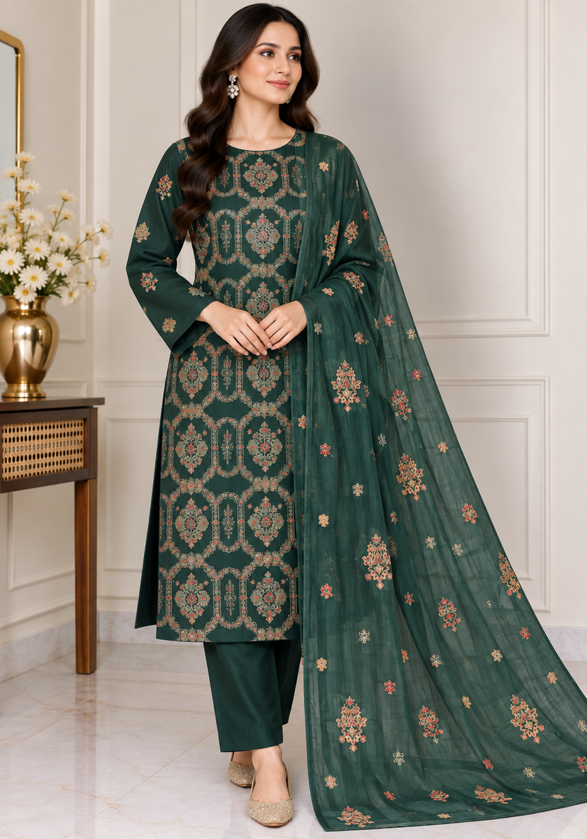 emerald_suit_with_china_silk_dupatta_840x1201 Emerald green silk embroidered suit with matching embroidered dupatta and trousers
