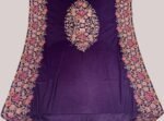 Purple embroidered velvet 3-piece suit with floral kameez and embroidered dupatta