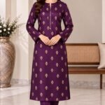 Purple Silk Embroidered 3 Piece Unstitched Suit with Chiffon Dupatta