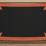 Black wool shawl with traditional Kashmiri orange and red embroidered border
