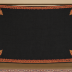 Black wool shawl with traditional Kashmiri red and orange embroidered border