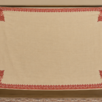 Cream wool shawl with traditional red Kashmiri embroidery and corner motifs