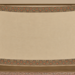 Cream wool shawl with intricate dark olive and red Kashmiri embroidery border