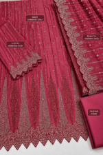 Sheesha silk cut dana work unstitched 3 piece suit fabric closeup